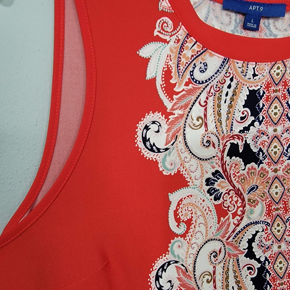 L APT 9 Red dress blue floral paisley gown EE - Picture 7 of 9